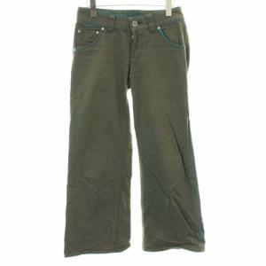 INSIDE デニムパンツ ジーンズ ワイドパンツ ボタンフライ ペイント加工 1 S カーキ系