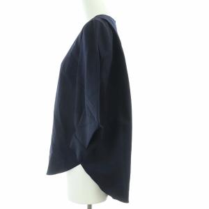 BORDERS at BALCONY 七分袖 カットソー ブラウス プルオーバー バックファスナー 36 ネイビー