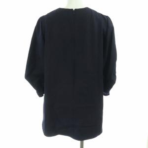 BORDERS at BALCONY 七分袖 カットソー ブラウス プルオーバー バックファスナー 36 ネイビー
