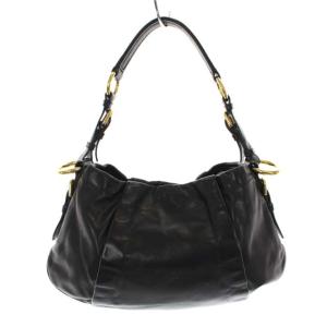 PRADA ワンショルダーバッグ ハンドバッグ プレートロゴ レザー ブラック