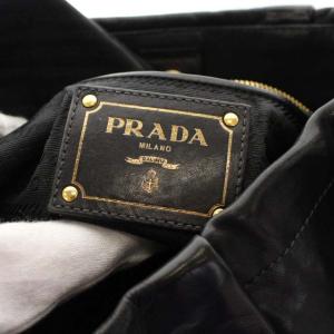PRADA ワンショルダーバッグ ハンドバッグ プレートロゴ レザー ブラック