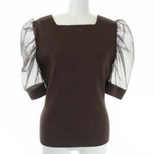 20SS 袖シースルーシアーニットカットソー 36 ブラウン