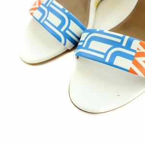 HERMES 20SS ウェッジソールサンダル  ストラップ ベルト 総柄 ホワイト