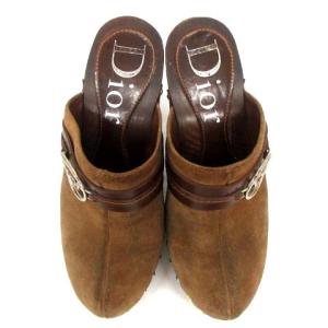 Dior ハイヒールスエードレザーロゴミュール 34.5 ブラウン