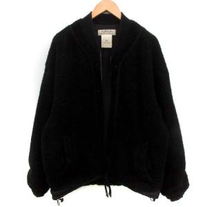 近年モデル ボアジャケット ブルゾン 中綿 切替 キルティング ウール ナイロン S ブラック