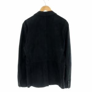 HUGO BOSS テーラードジャケット スエード 山羊革 ゴートレザー 本切羽 センターベント 46 ネイビー