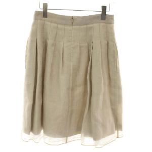 FOXEY 36906 17年製 スカート シルク リネン フレア 40 ベージュ