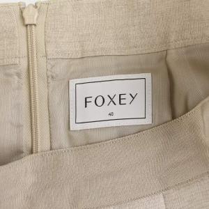 FOXEY 36906 17年製 スカート シルク リネン フレア 40 ベージュ