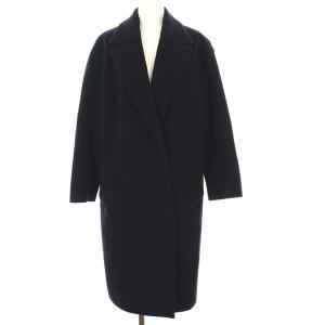 チェスターコート ロング ウール カシミヤ混 アウター S ネイビー