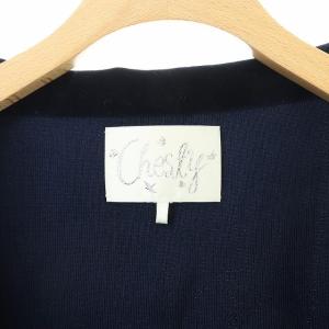 Chesty ベロア衿パフスリーブニットジャケット F ネイビー