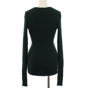 AURALEE Vネックリブニットセーター 0 グリーン