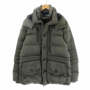 BLACK LABEL ダウンジャケット ロング丈 つば付きフード M チャコールグレー