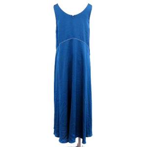 ebure ホワイトステッチノースリーブワンピース 36 ブルー