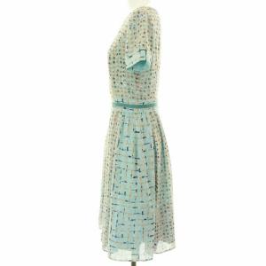 TOCCA 17AW ワンピース ひざ丈 半袖 総柄 0 ライトブルー ベージュ ピンク