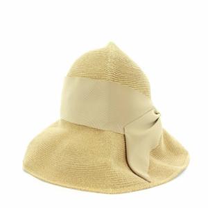 Athena New York ロゴプレートリボンストローハット ベージュ
