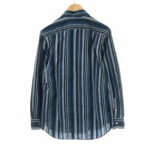 ETRO カジュアルシャツ 長袖 ストライプ 39 ネイビー グレー マルチカラー