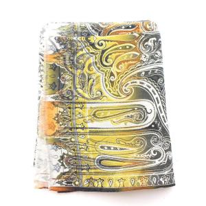 ETRO ストール マフラー フリンジ 麻 リネン 総柄 グレー オレンジ