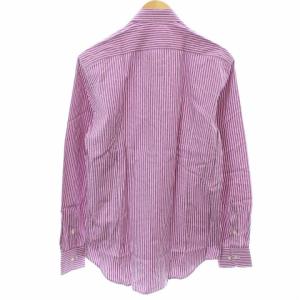 ETRO シャツ スタンダードカラー 長袖 ストライプ ペイズリー柄 40 L 紫 パープル 白 ホワイト