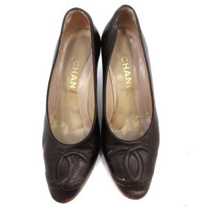 CHANEL ココマークハイヒールパンプス ブラウン