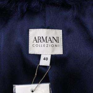 ARMANI COLLEZIONI ボレロ ジャケット カルガンラムファー ショート 40 ネイビー