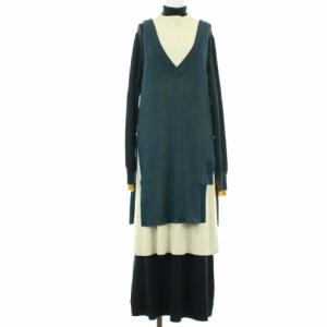 18AW ニットワンピース ロング タートルネック レイヤード 3点セット