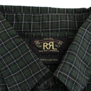 RRL ラルフローレン シャツ 長袖 チェック スナップボタンコットン M グリーン