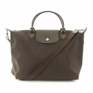 Longchamp LE PLIAGE NEO ナイロンレザーハンドバッグ ブラウン