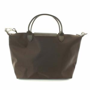 Longchamp LE PLIAGE NEO ナイロンレザーハンドバッグ ブラウン