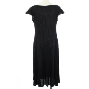 PLEATS PLEASE ISSEY MIYAKE イッセイミヤケ ロングワンピース  フレア 半袖 プリーツ 5 ブラック