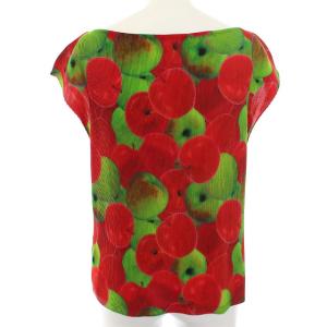 PLEATS PLEASE ISSEY MIYAKE イッセイミヤケ カットソー Tシャツ プリーツ フレンチスリーブ リンゴ柄 3 L レッド グリーン