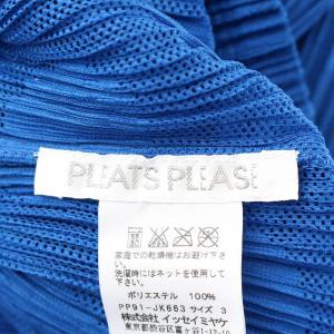 PLEATS PLEASE ISSEY MIYAKE イッセイミヤケ カットソー プリーツ フリルスリーブ ドット 3 ブルー