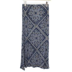 イッセイミヤケ スカート プリーツ デニムプリント 4 ネイビー