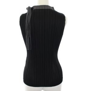 PLEATS PLEASE ISSEY MIYAKE イッセイミヤケ  ノースリーブプリーツハイネックカットソー 3 ブラック