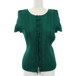 イッセイミヤケ 半袖プリーツプルオーバーTシャツ 3 グリーン