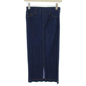 ステッチ デニム プリーツスカート M 紺