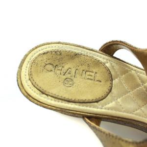 CHANEL ココマーク ビジュー サンダル 23cm ゴールド