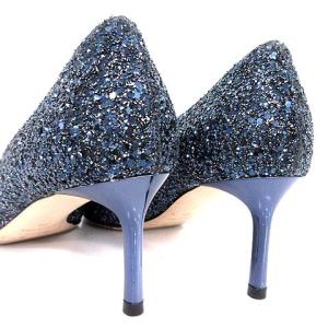 JIMMY CHOO パンプス グリッター ポインテッドトゥ ヒール 36 ブルー