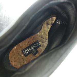 CHANEL ショートブーツ ココマーク オープントゥ レザー 黒