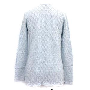 ARMANI COLLEZIONI ニット セーター カシミヤ100％ Vネック 薄手 総柄 38 M ライトブルー