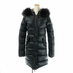 ダウンコート ロング丈 フードファー 38 ブラック