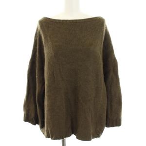 ニット セーター 長袖 プルオーバー ドロップショルダー ボートネック カシミヤ M ブラウン