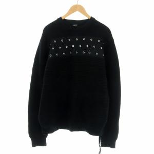 ウールニット切替スウェットトレーナー XL ブラック