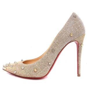 Christian Louboutin パンプス スタッズ グリッター 37.5 24.5cm シルバー ゴールド