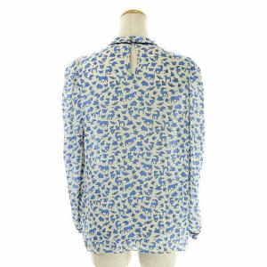 ANAYI 21SS ブラウス シャツ カットソー スタンドネック 長袖 総柄 38 M ホワイト ブルー