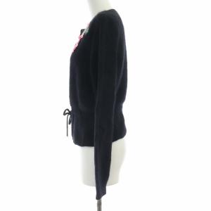 LEONARD FASHION カーディガン 花刺繍 ジップアップ 36 ブラック