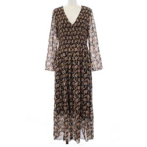 SOULEIAD 19SS Vネック花柄ロングワンピース 36 ブラック