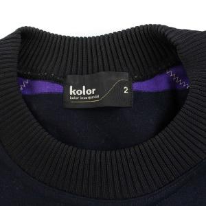 kolor 19SS スウェットシャツ カットソー 切替 ボーダー 2 M ブラック パープル グリーン