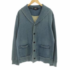 ラルフローレン インディゴ染め ユーズド加工 ショールカラー カーディガン M 青