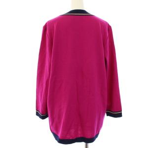 YVES SAINT LAURENT ヴィンテージ ニットカーディガン 長袖 Vネック 金ボタン バイカラー ウール M ピンク