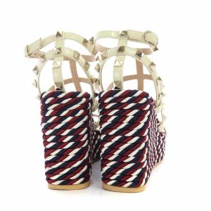VALENTINO GARAVANI ロックスタッズ ストラップ サンダル ウェッジソール 22.0cm 白
